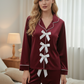 Mehroon Velvet Ribbon Nightwear