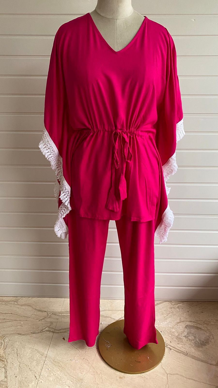 Hot Pink Plain| The Kaf Queen | Kaftan Lounge Set