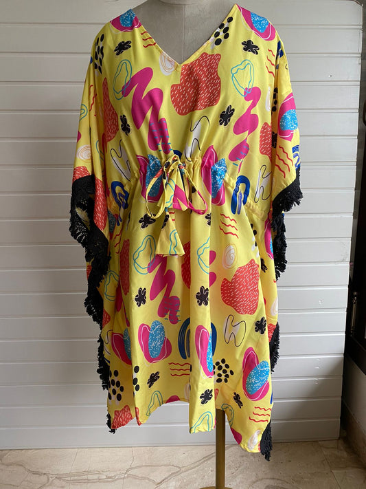 Yellow Abstract| The Zoey Collection | Printed Kaftan