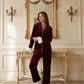 Mehroon Frill Velvet Nightwear