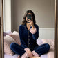 Blue Frill Velvet Nightwear
