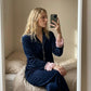 Blue Frill Velvet Nightwear