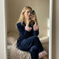 Blue Frill Velvet Nightwear