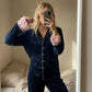 Blue Frill Velvet Nightwear