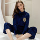 Navy Blue Lioness Velvet Nightwear (Women)