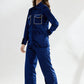 Navy Blue Sparkling Stars Velvet Nightwear (Women)