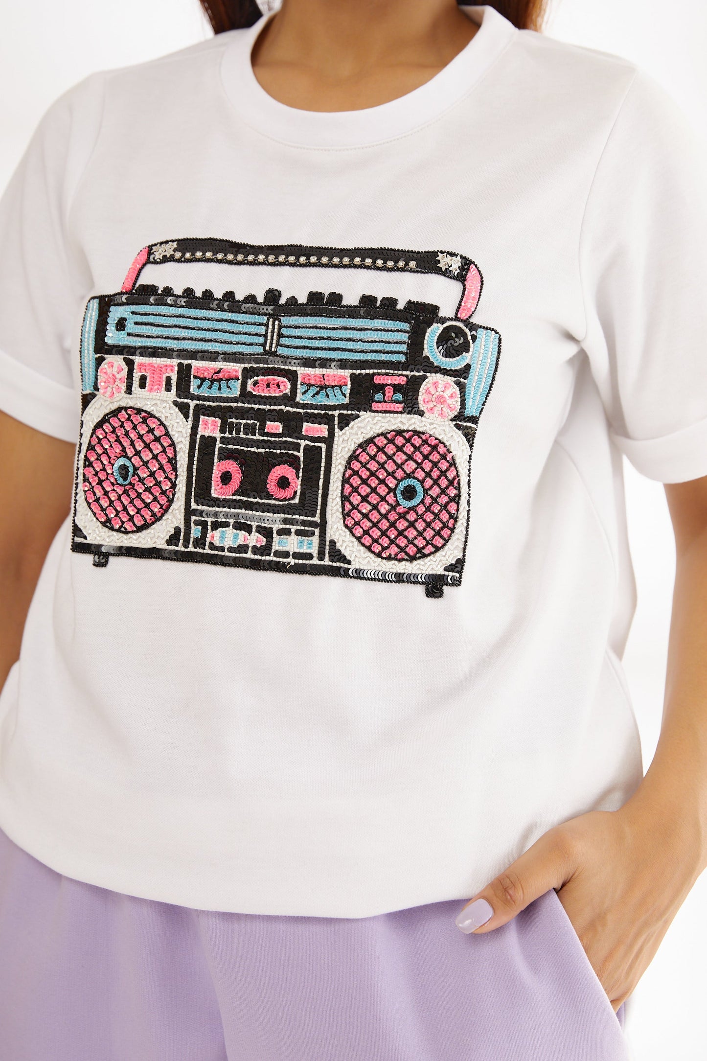 Tape Recorder T-Shirt Set (White) (Women)