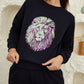 The Sparkling Lioness Sweatshirt Set (Women) (Blue)
