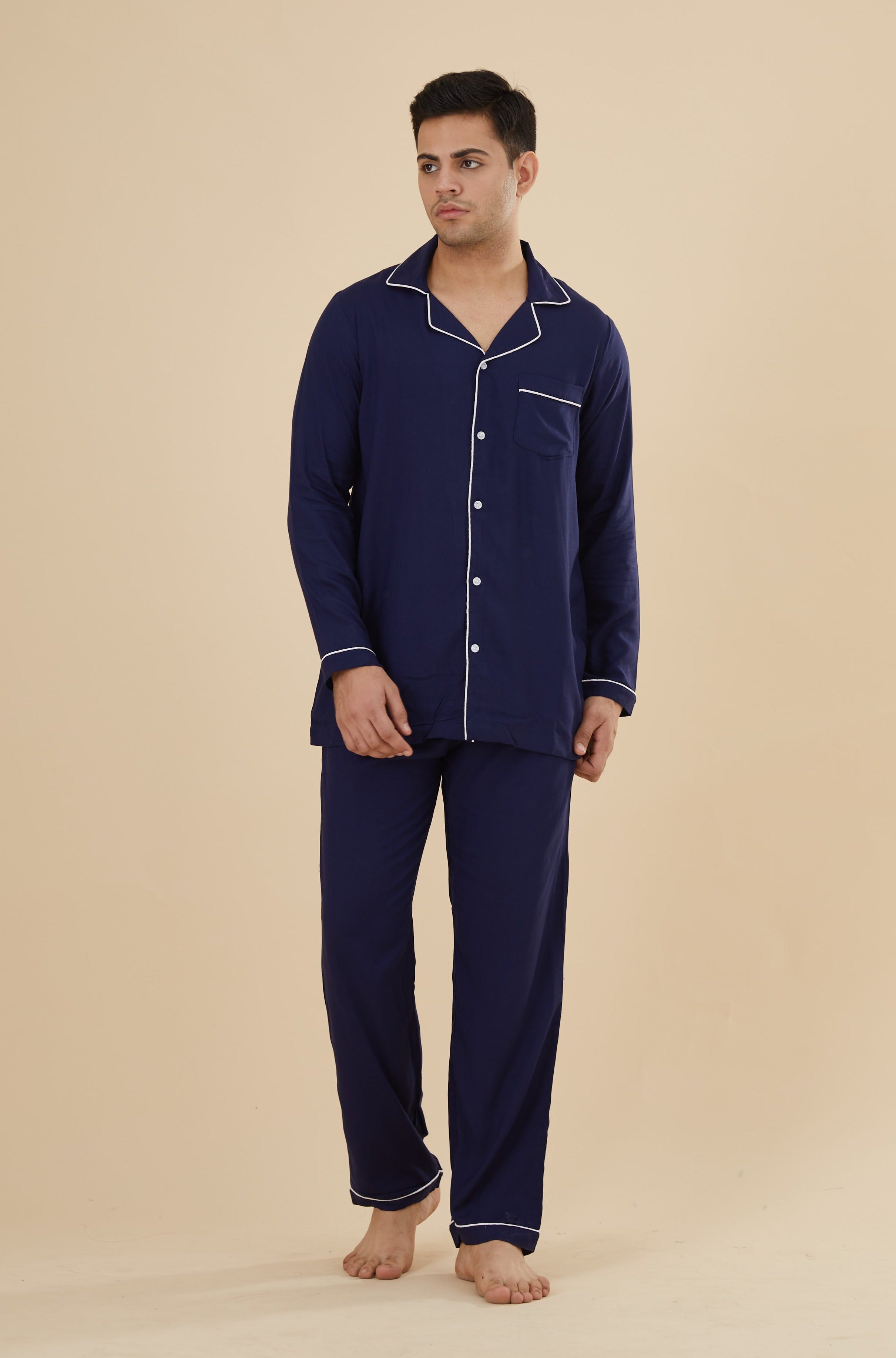 Cotton night 2024 suit for men