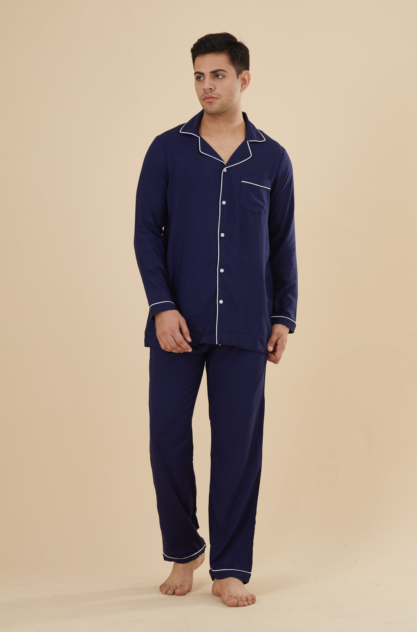 Blue Classic Cotton Nightwear (Men)
