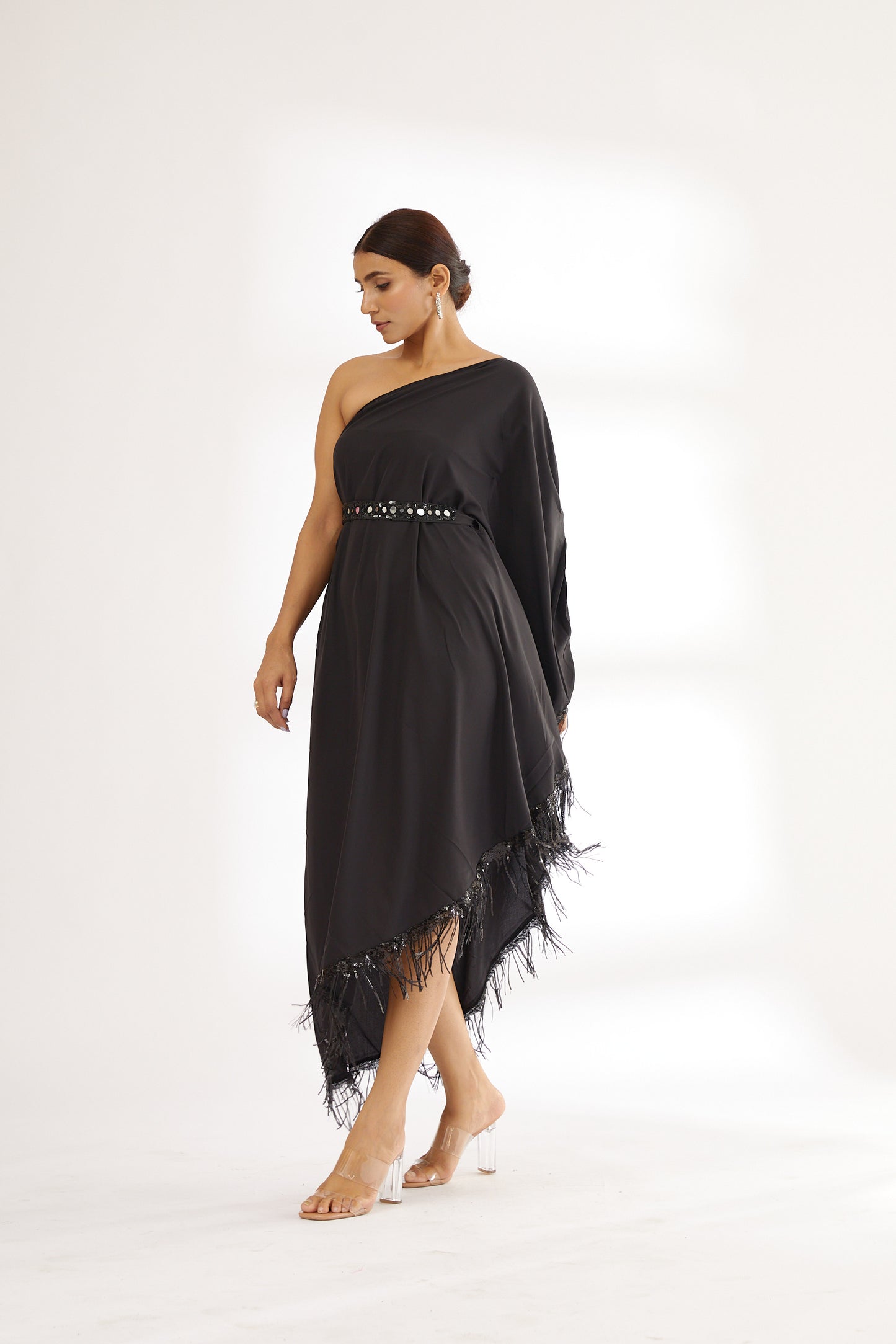 Black | Sparkling Star | Crepe Kaftan Dress