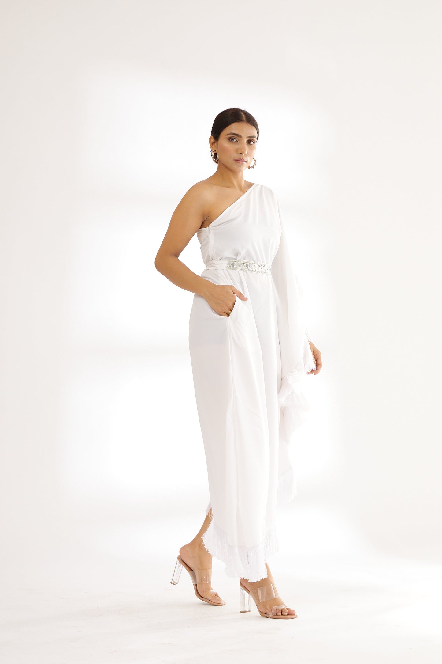 White | Sparkling Star | Crepe Kaftan Dress