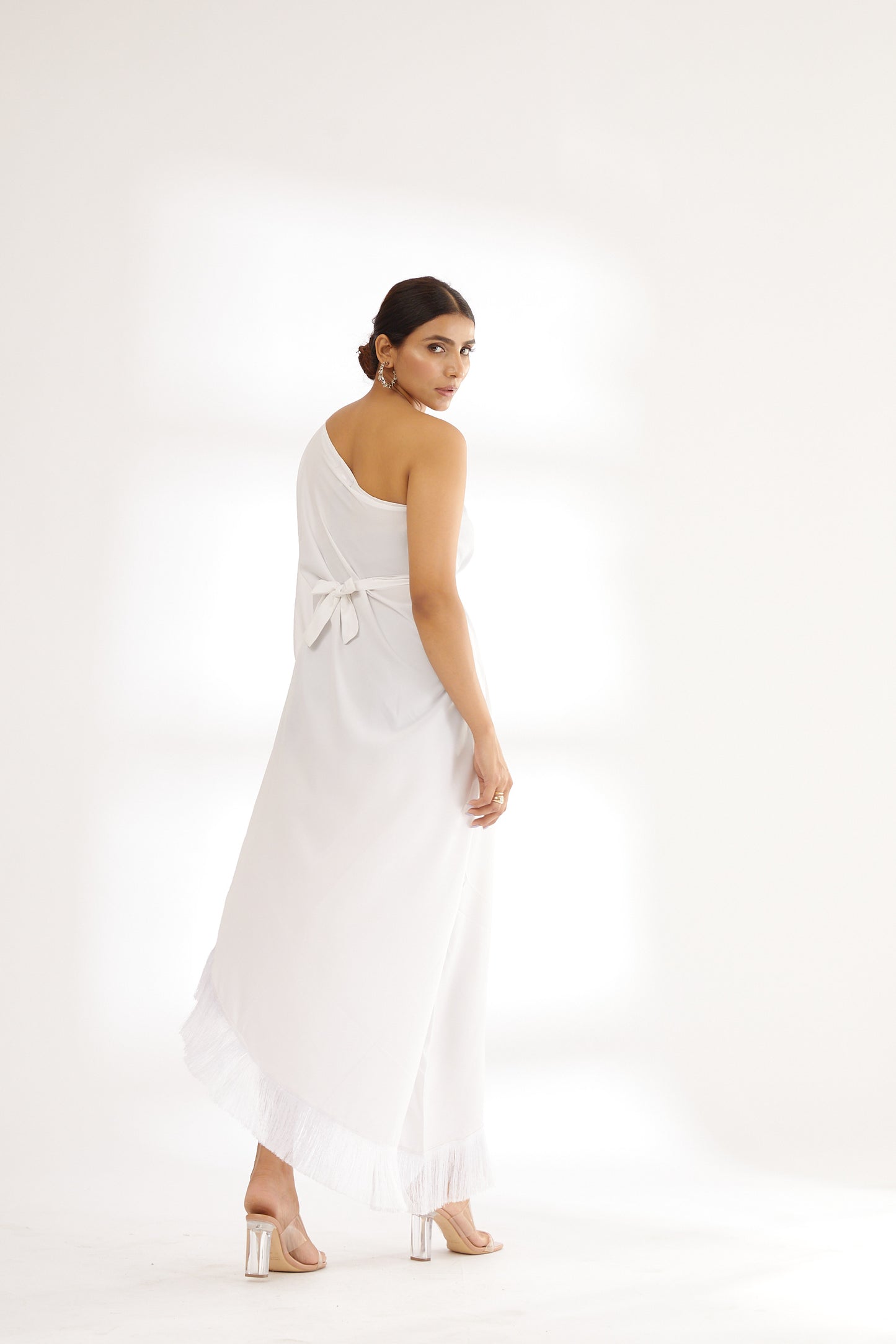 White | Sparkling Star | Crepe Kaftan Dress