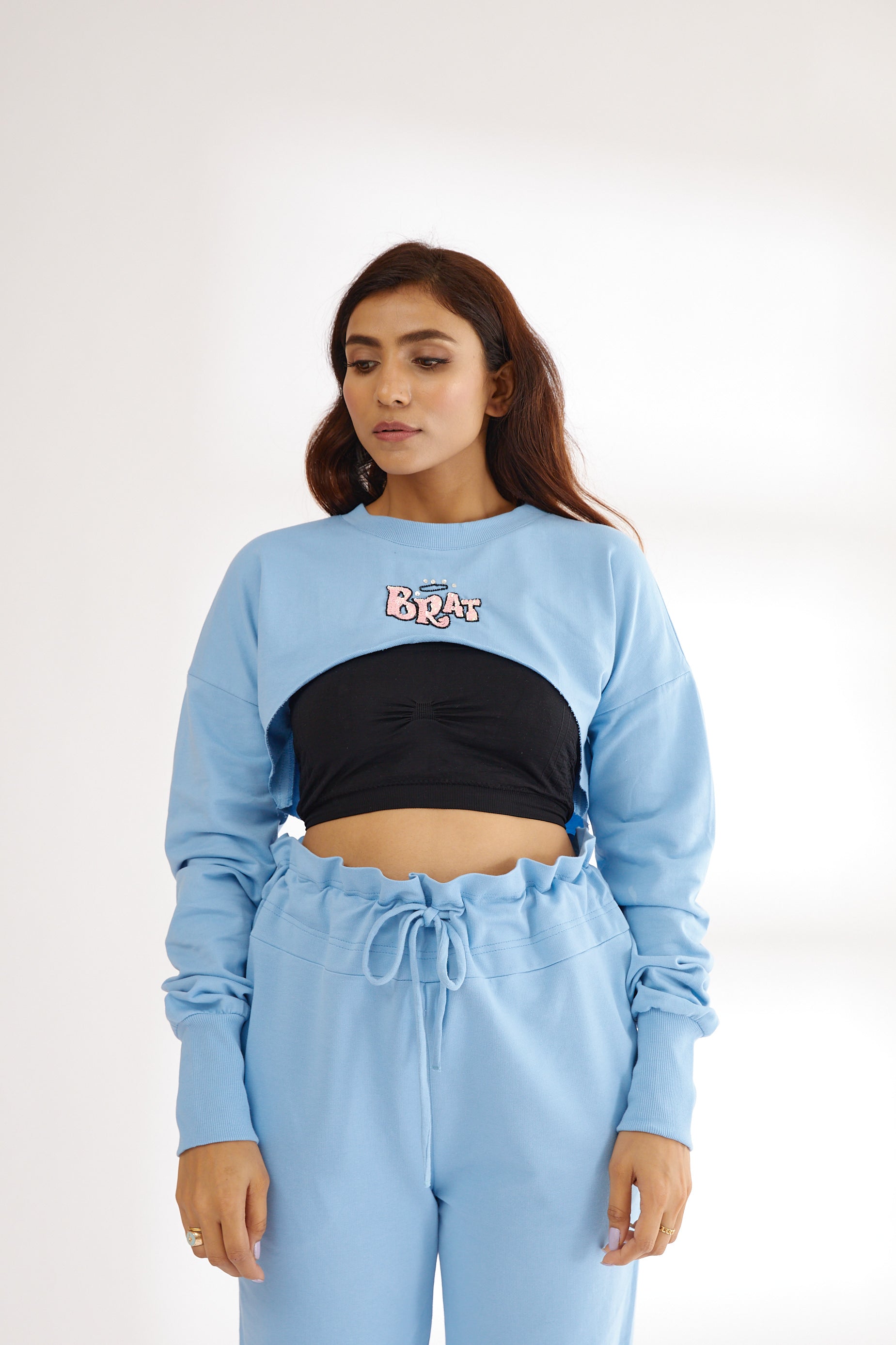 Crop open shop bust sweatshirt