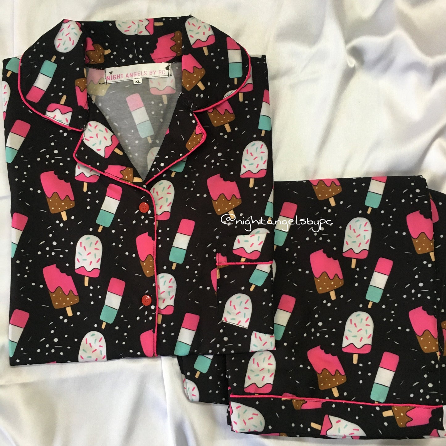 Black Ice Cream Nightwear (Women) (Half Sleeves)