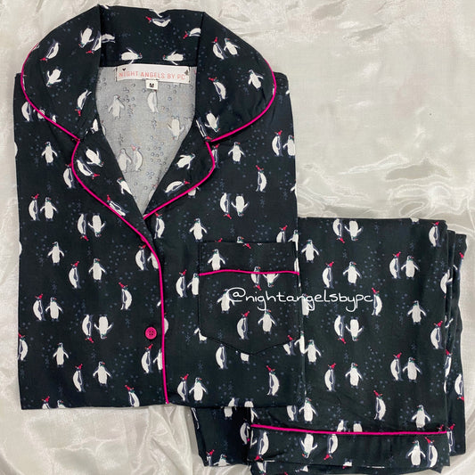 Penguin Flannel Nightwear (Women) (Full Sleeves)