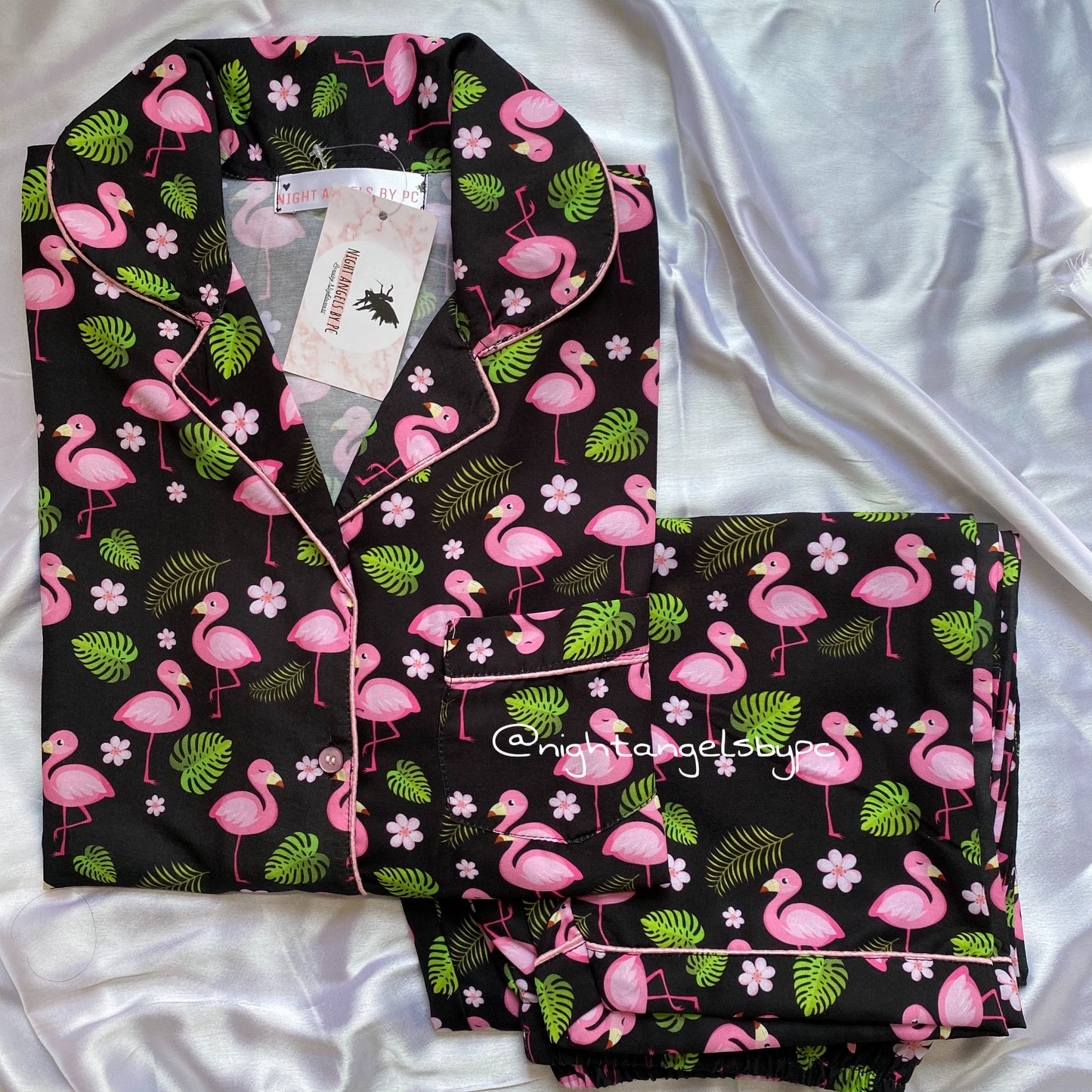 Black Flamingo Nightwear (Half Sleeves)