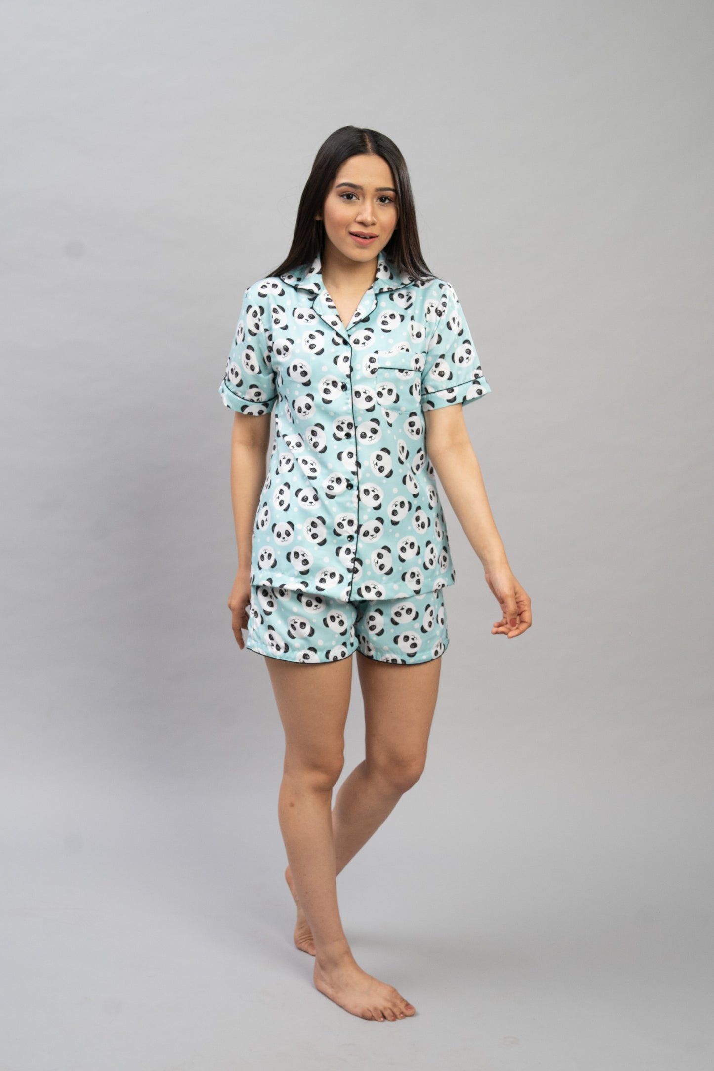 Green Panda Shorts Set (Women)