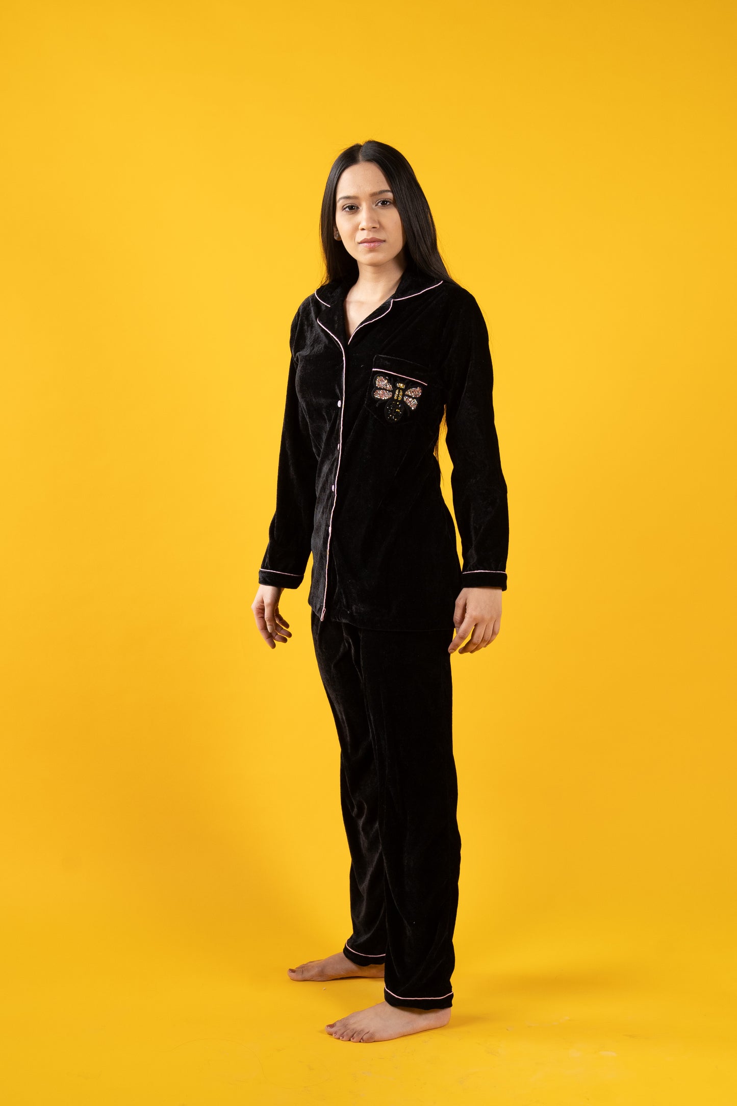 Black Butterfly Velvet Nightwear (Women)