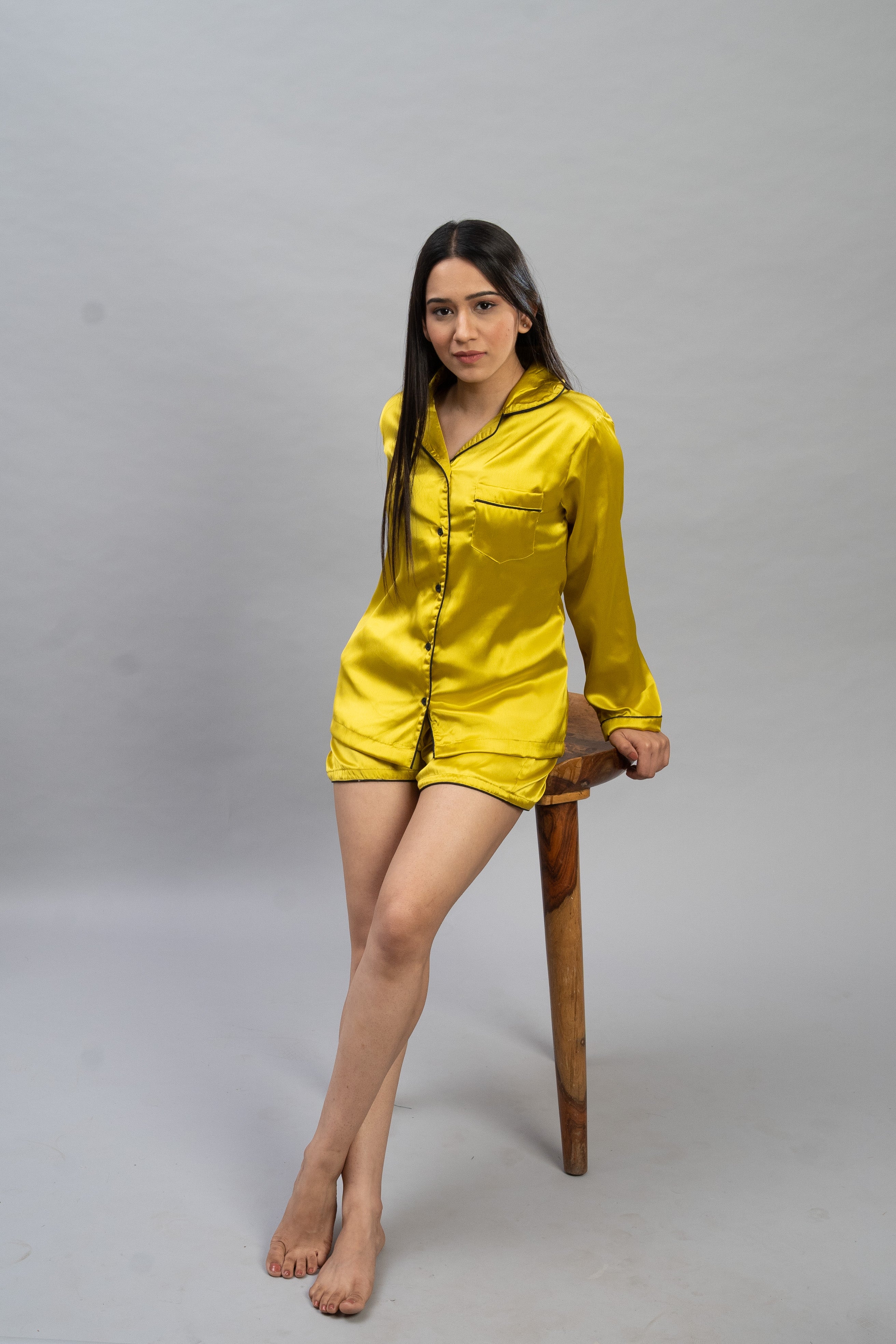 Yellow sales satin shorts