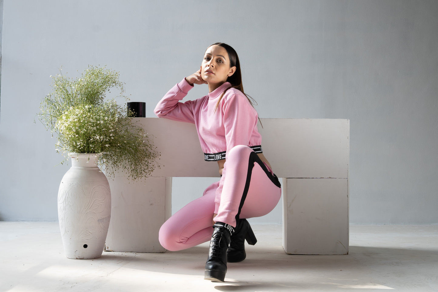 Love Pink Crop Set Tracksuit (Women)