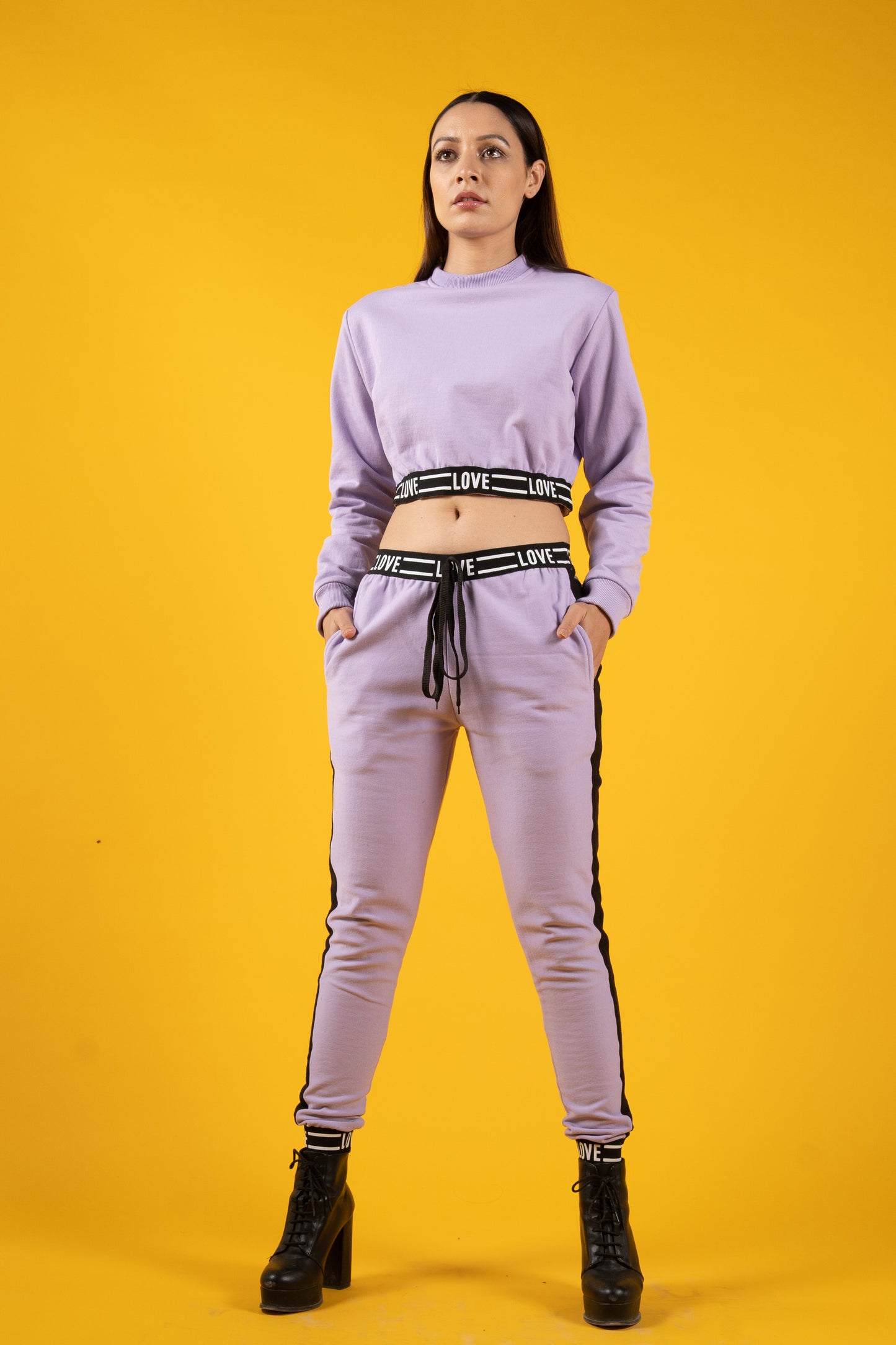 Love Lilac Crop Set Tracksuit (Women)