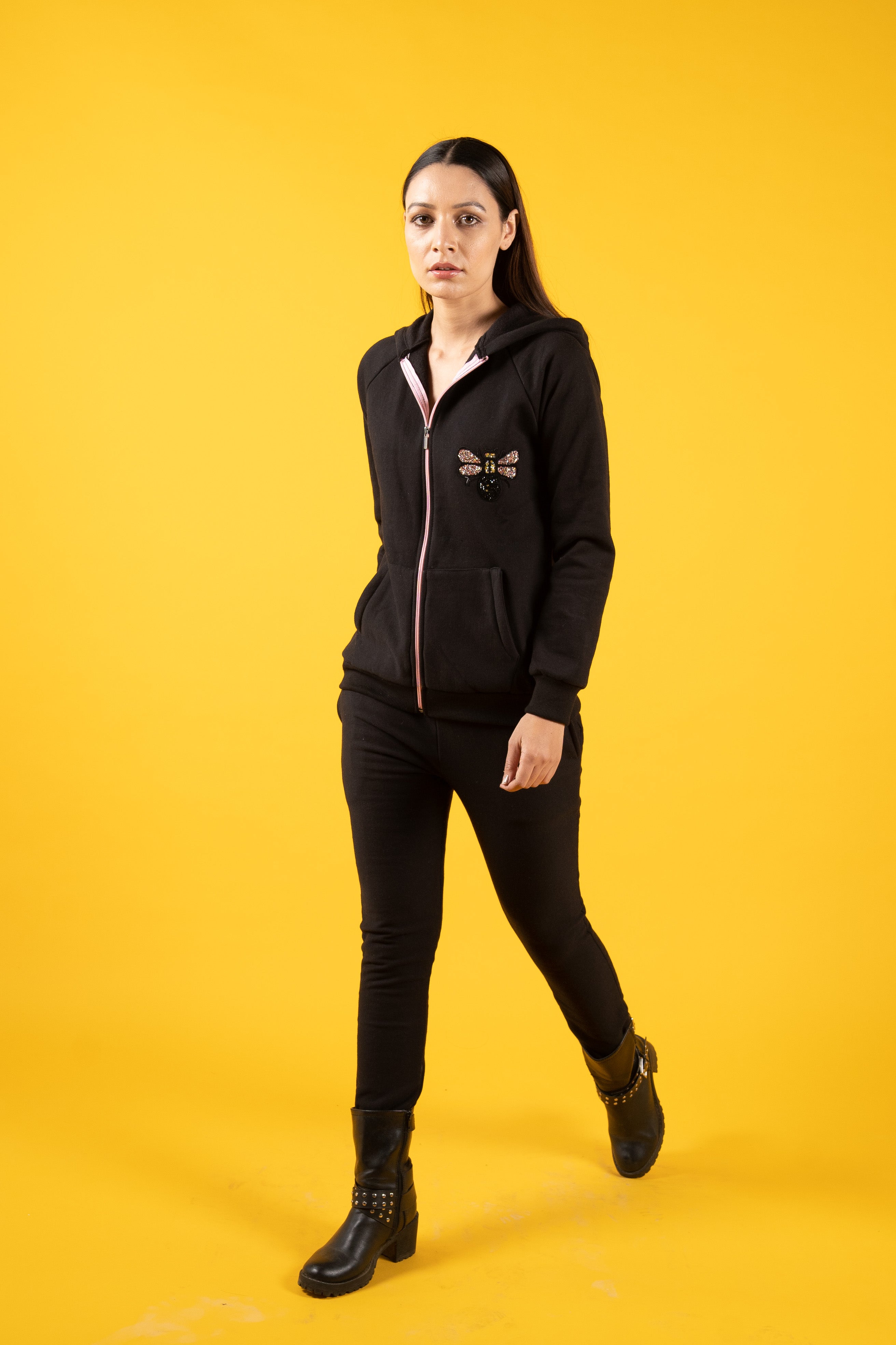 Yellow and black hot sale tracksuit womens