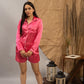 Hot Pink Satin Shorts Set (Women)