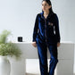 Navy Blue Butterfly Velvet Nightwear (Women)