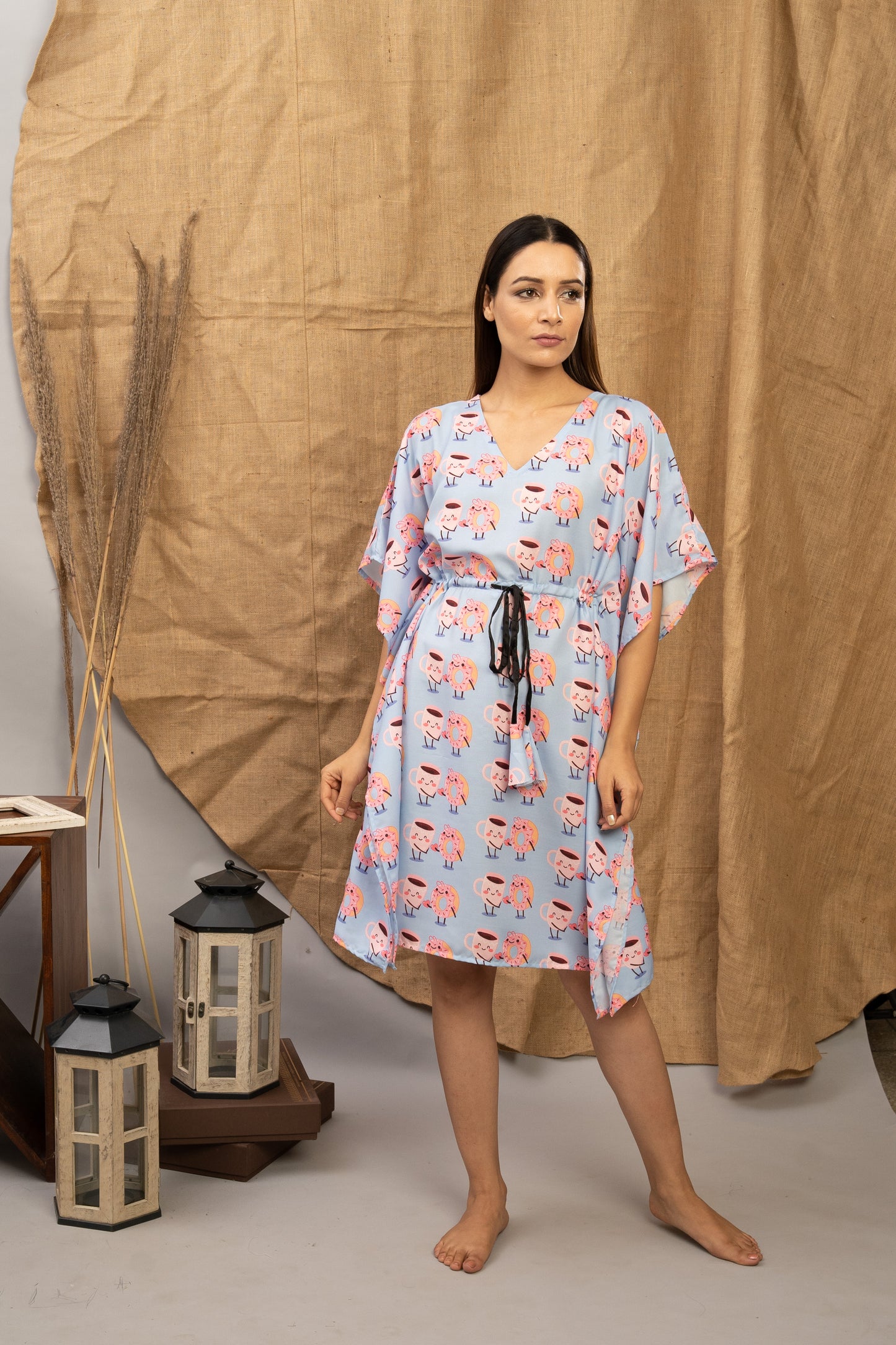 Donut & Coffee Love Story | The Zoey Collection | Cotton Printed Kaftan