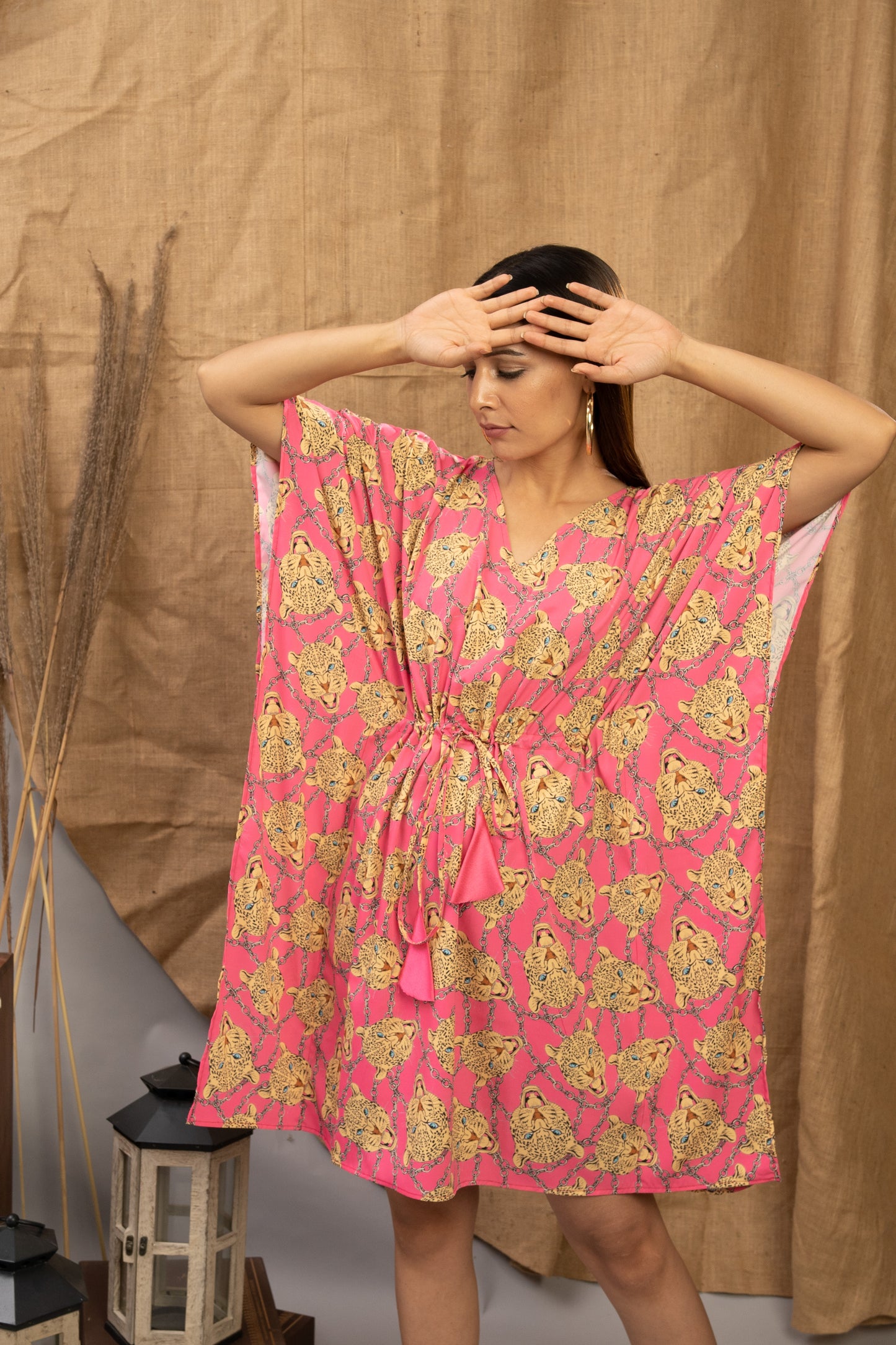 Eye Of The Tiger | Pink | The Zoey Collection | Printed Kaftan