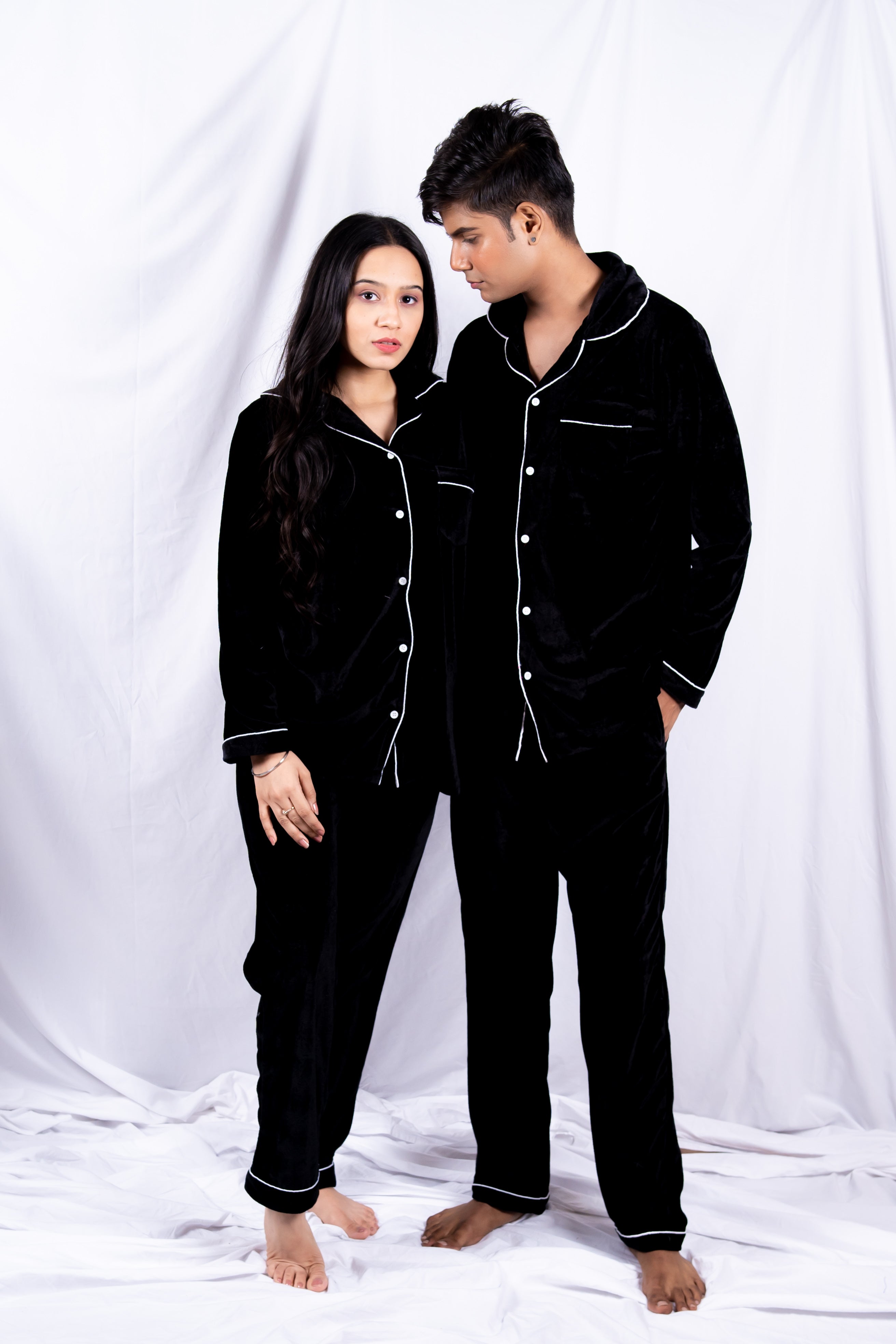 Silk Couple Nightwear | Light Purple | Pajamas - Nightwears