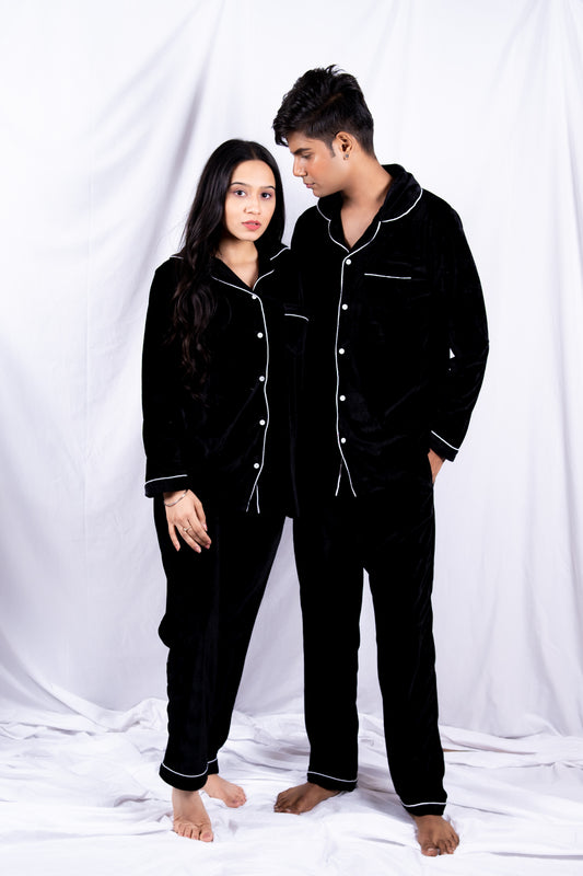 Black Velvet Couple Nightwear