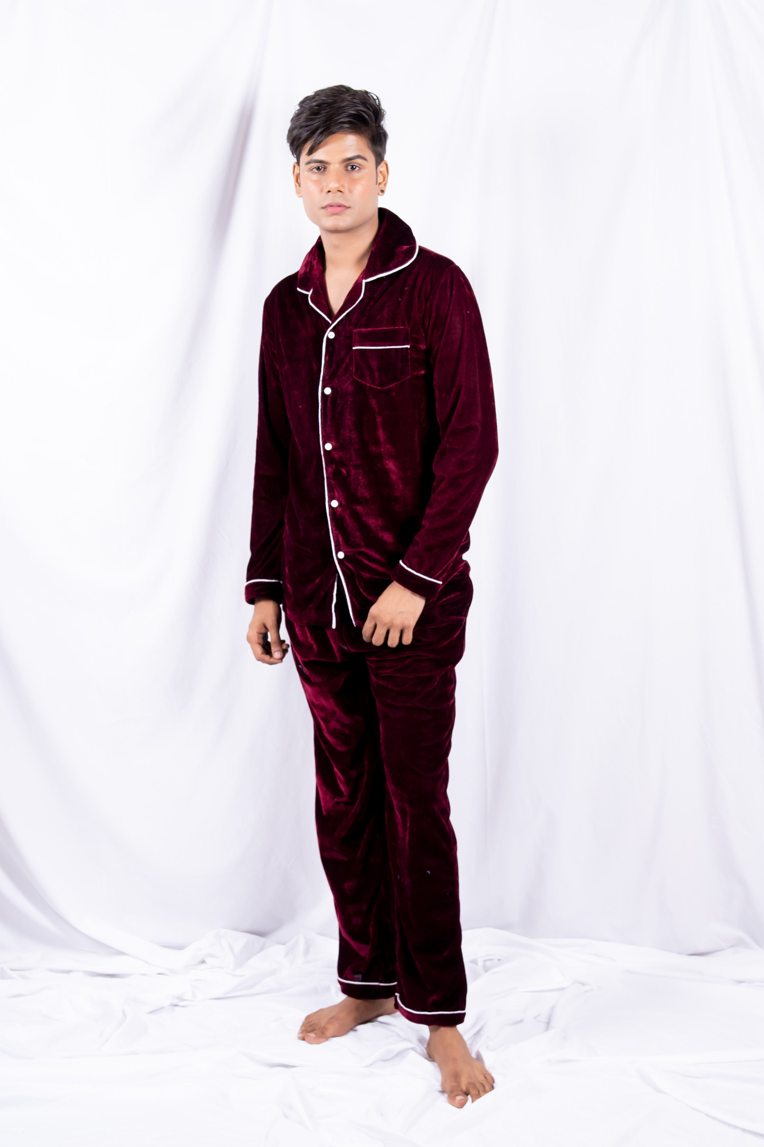 Mehroon Classic Velvet Nightwear Men MidNight Angels by PC