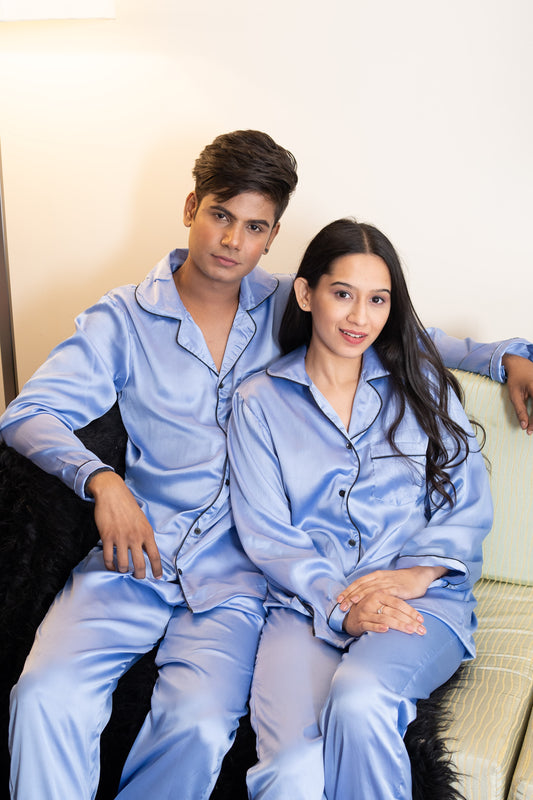 couple night dress short SilkSilky Couple 100% Mulberry Silk Short Pajamas Matching Set Total 4Pcs, Black / M / XL