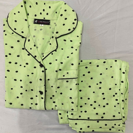 Light Green & Dots Nightwear (Women) (Half Sleeves)